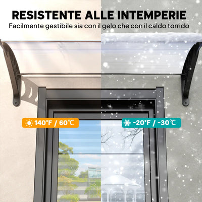 Outsunny Tettoia per Esterni Curva con Viti e Bulloni Inclusi, in Policarbonato, PP e Alluminio, 122x89x24 cm