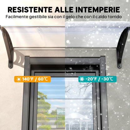Outsunny Tettoia per Esterni Curva con Viti e Bulloni Inclusi, in Policarbonato, PP e Alluminio, 122x89x24 cm