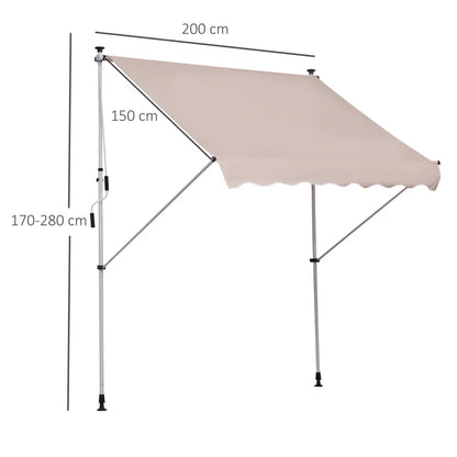 Outsunny Tenda da Sole 2x1.5 m per Esterno a Rullo con Manovella e Angolazione Regolabile, Beige