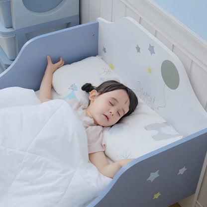 HOMCOM Letto Basso per Bambini e Bambine di +3 Anni con Sponde, Lettino Blu e Bianco, 143 x 74 x 59 cm