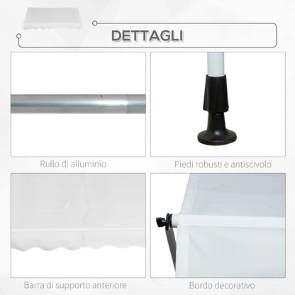 Outsunny Tenda da Sole da Esterno 2x1.5m a Rullo con Manovella, Altezza e Angolazione Regolabile, Bianco