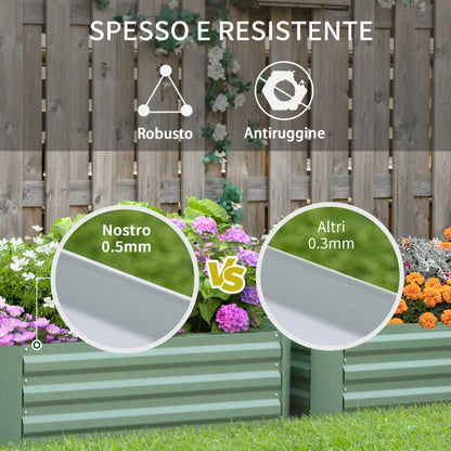 Outsunny Set di 2 Letti per Orto Rialzati in Acciaio Zincato per Piante e Ortaggi, 100x100x30cm
