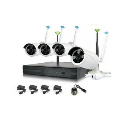 Kit Videosorveglianza, 4 Camere, Wireless, HD, NVR, DVR, 4 Canali, Telecamere IP66, 2.0MP