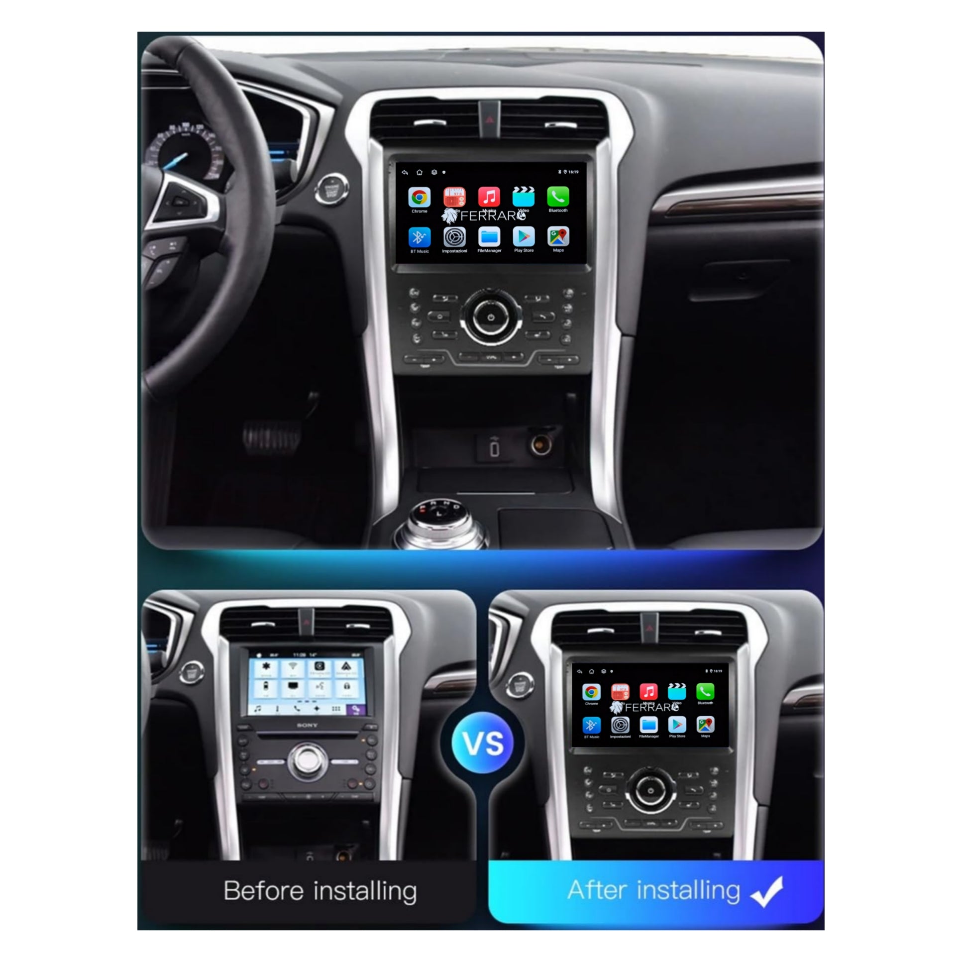 Autoradio per Ford Mondeo | Fusion 9" | 2013-2019 | Android | Bluetooth | CarPlay | Android Auto | 2GB/4GB/6GB/8GB Ram