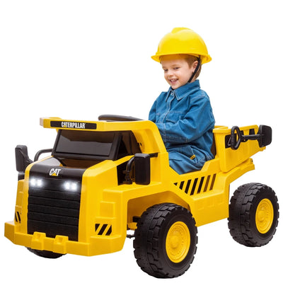 AIYAPLAY Camion Giocattolo Licenza Caterpillar con Telecomando, Fari, Secchio e Pala, 110x70.5x61.5 cm, Giallo