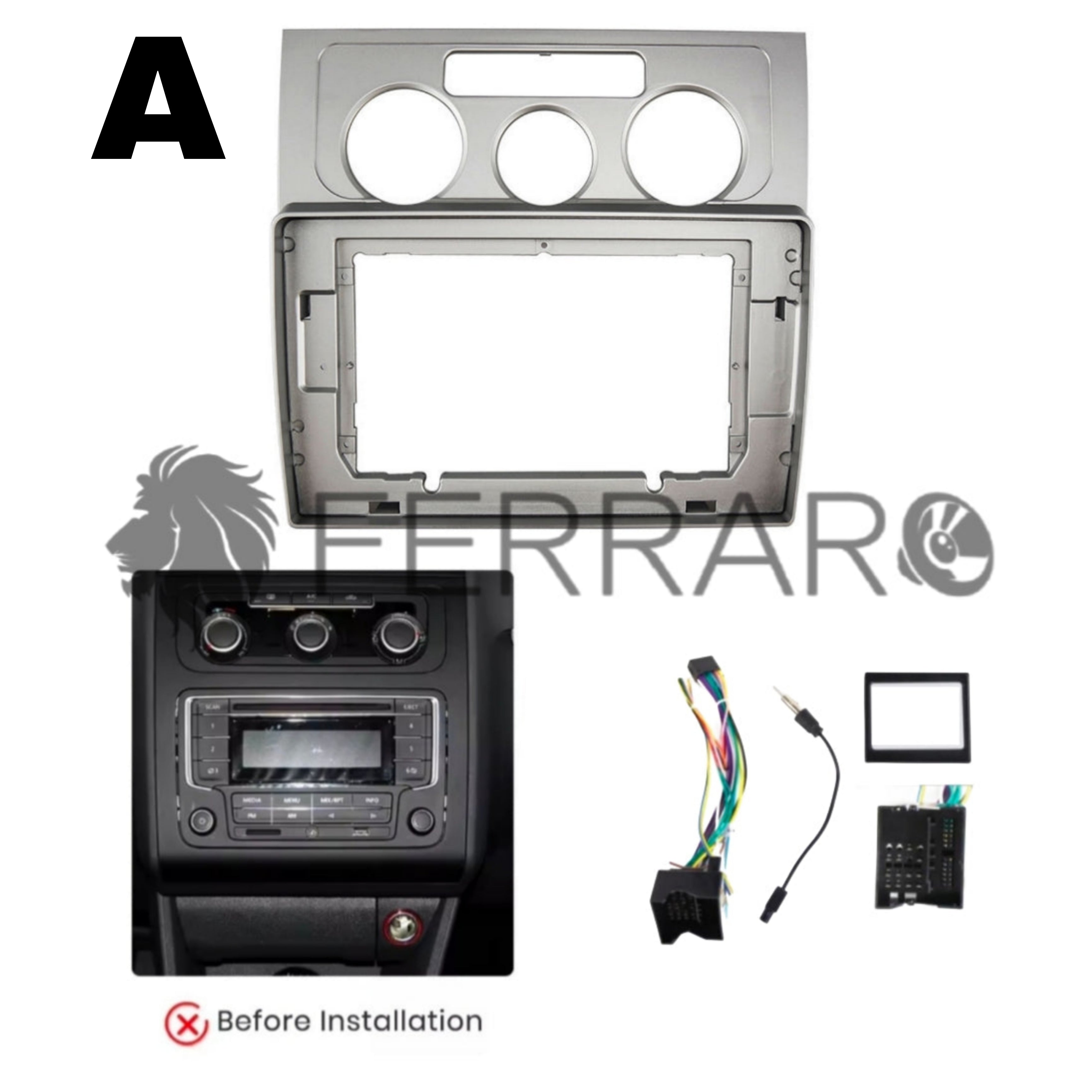 Kit Montaggio Autoradio 10.1"Pollici Volkswagen Touran (2003-2010) Mascherina, Cablaggio Autoradio Android