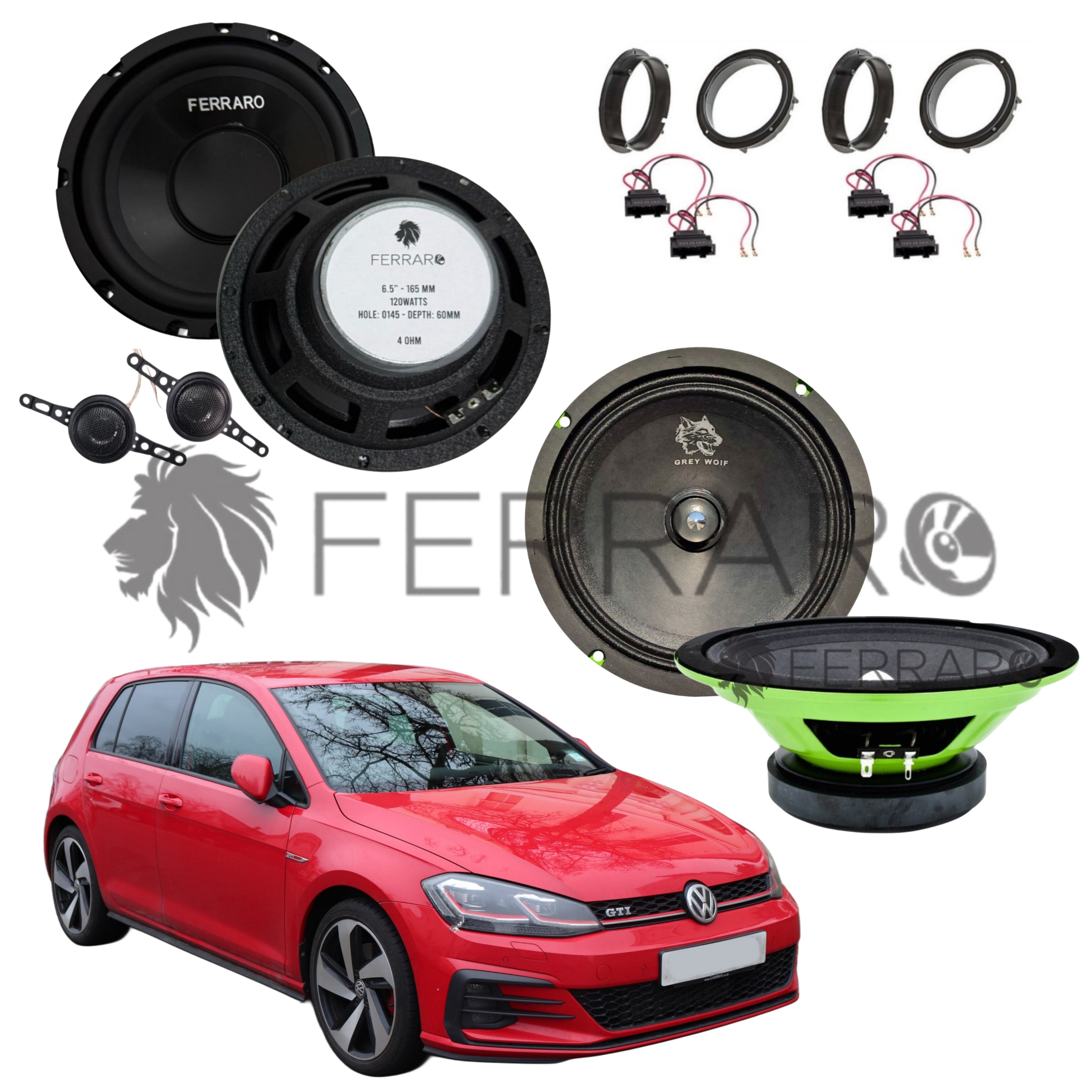 FerraroStore Kit 6 Altoparlanti | PV165.3 | ASK-165.2 | Ant/Post | VW Golf 7ª Serie dal 2013>