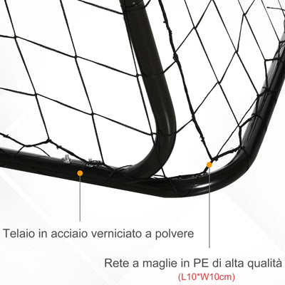 HOMCOM Porta da Calcio per Bambini e Adulti con Rete in PE, in Metallo e Oxford, Bianco e Nero, 240x88x171.5cm