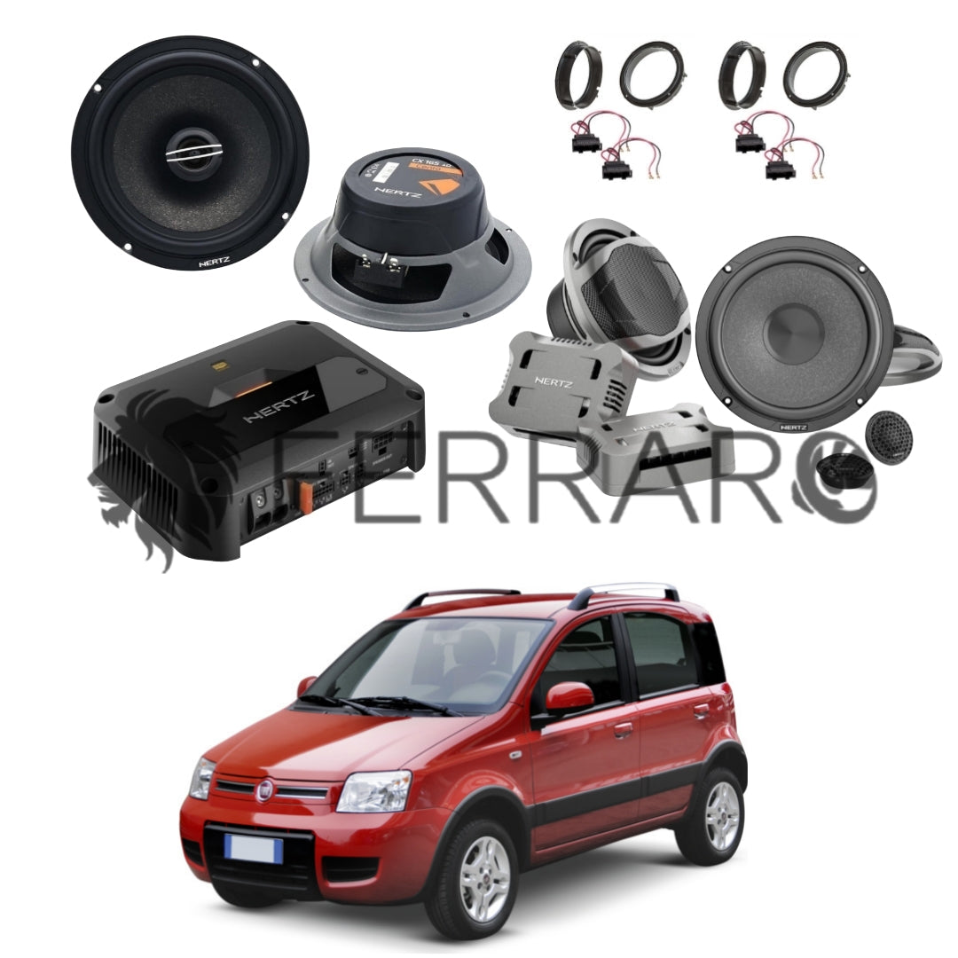 Hertz Sound Amplificatore CP 4.800 4 Canali 4x190w, CK 165, CX 165, Set Cavi, per Fiat Panda 2ª Serie (169)