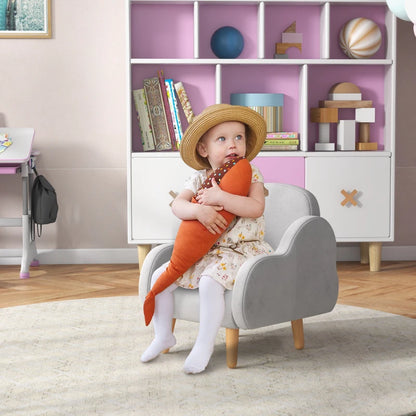 ZONEKIZ Poltrona per Bambini fino a 3 Anni con Braccioli a Nuvola in Tessuto, 46x51x55cm, Grigio