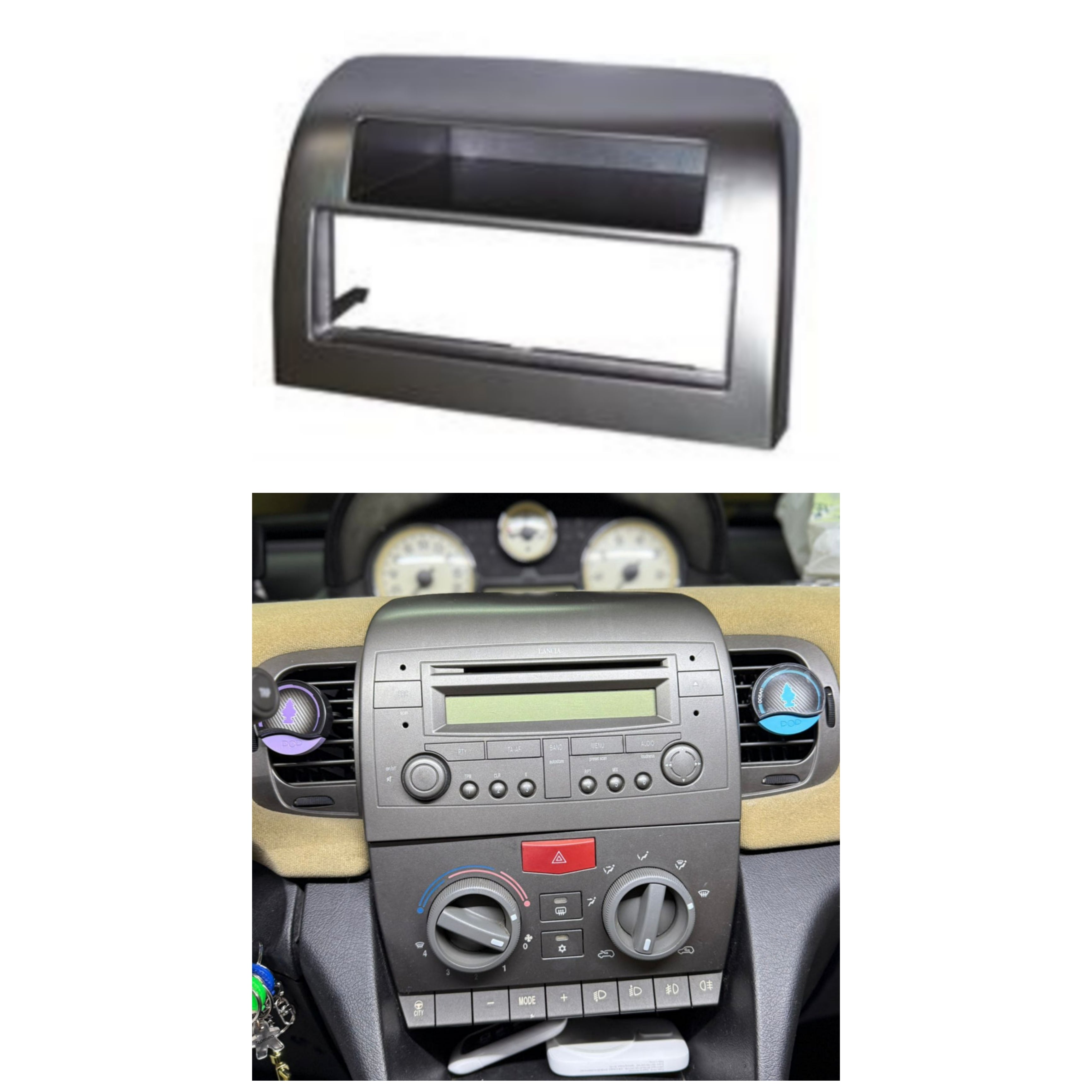 Car radio cover, 1DIN, Lancia y, from 2007