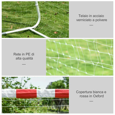 HOMCOM Rete da Calcio, Porta da Calcio e Calcetto in Plastica PE per Adulti e Bambini, 302x83x201cm