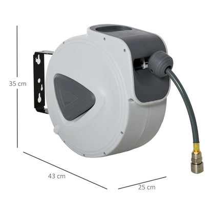 DURHAND Avvolgitubo Automatico 20m + 194cm con Attacco Φ1/4'', Montaggio a Parete e Ruotabile di 180°, Grigio