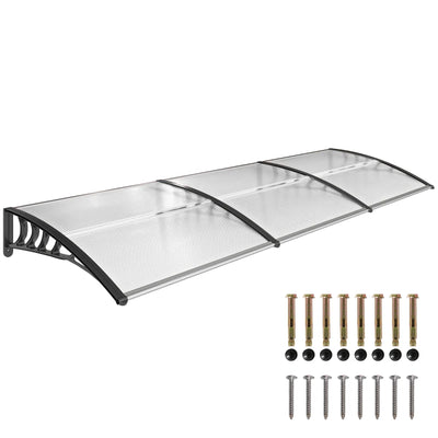 Outsunny Tettoia per Esterni Curva con Viti e Bulloni Inclusi, in Policarbonato, PP e Alluminio, 122x89x24 cm