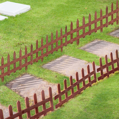 Outsunny Staccionata in Legno di Pino da 12 Pezzi per Aiuole, Giardino e Orto, Altezza 34cm