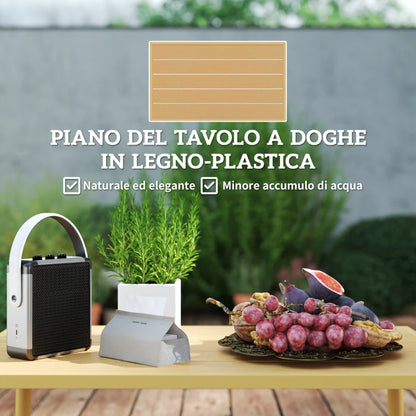 Outsunny Set Salotto da Esterno in Rattan PE con 2 Divani a 2 Posti con Cuscini e 2 Tavoli da Caffè, Colore Legno