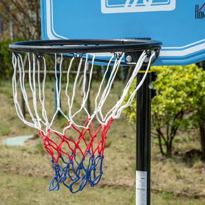 HOMCOM Canestro Basket con Altezza Regolabile 197.5-245cm, Base con Ruote e Tabellone, Blu