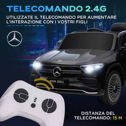 HOMCOM Macchina Elettrica per Bambini 3-8 Anni con Telecomando, Fari e Clacson, Nero