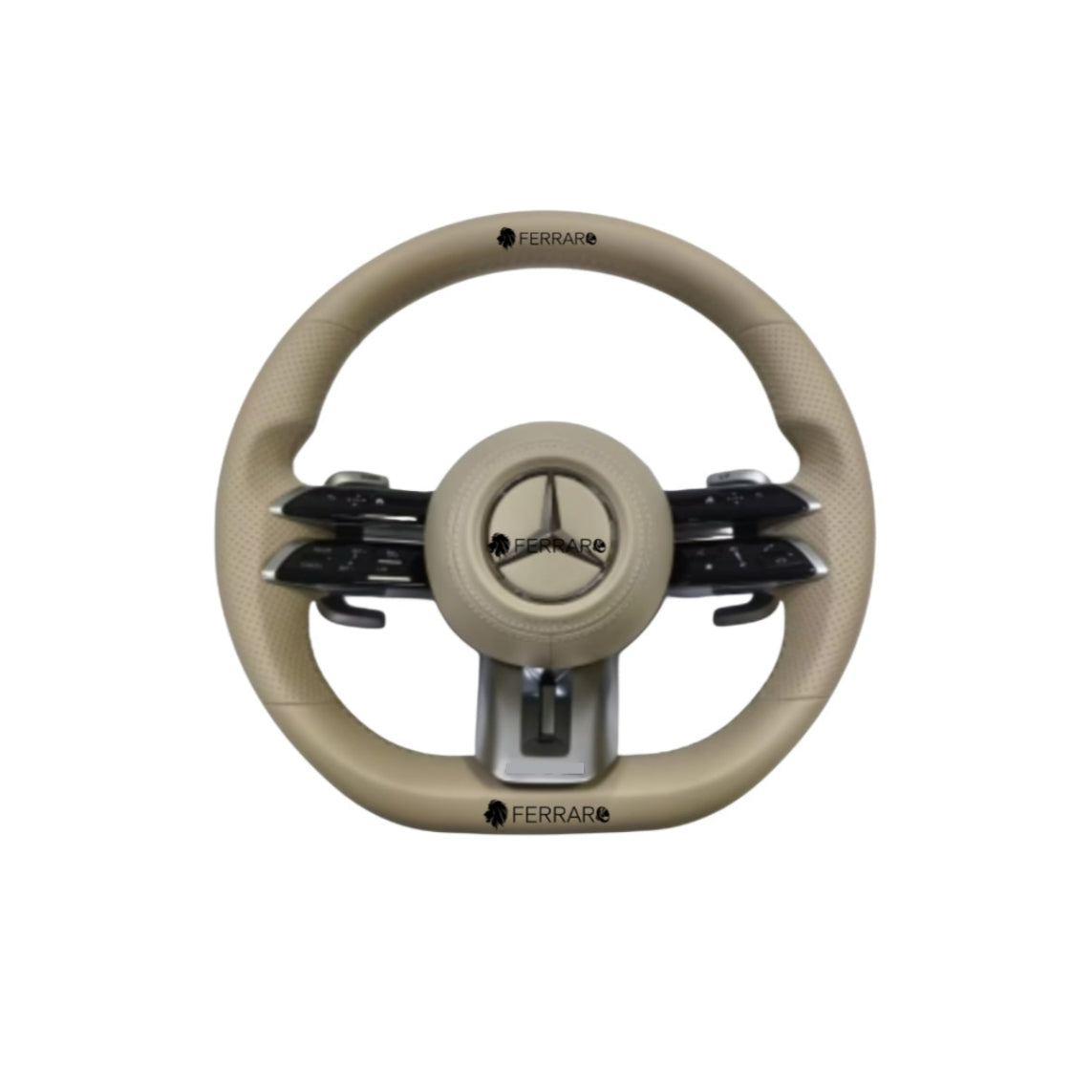 Volante per Mercedes, Beige, Logo Argento, AMG