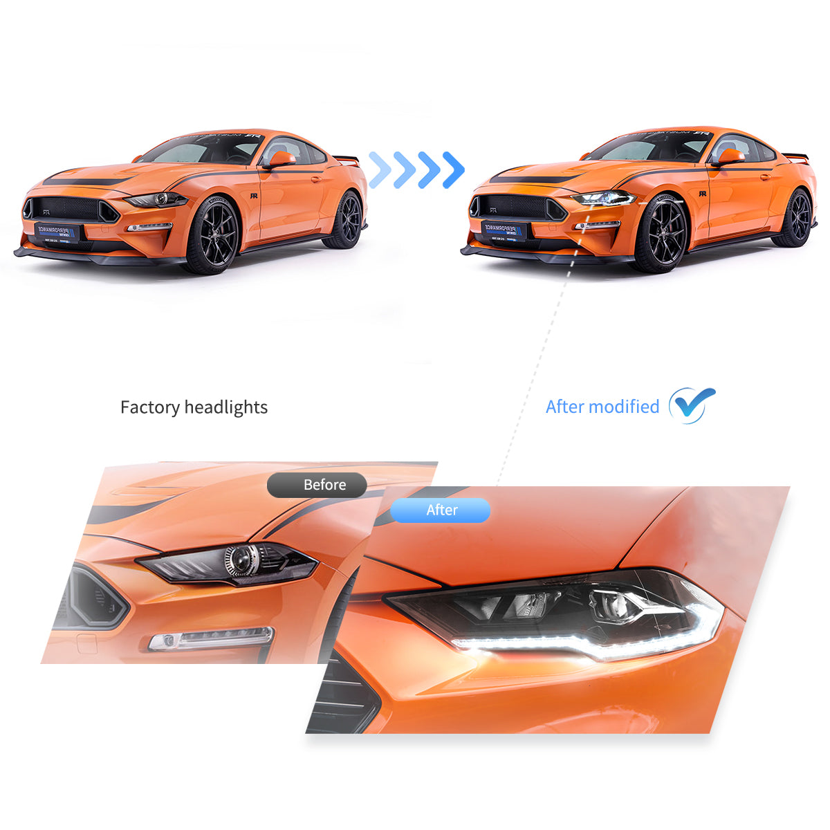 Fanali Anteriore Completo per Ford Mustang 6ª Serie (2018-2024) a LED