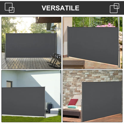 Outsunny Frangivista da Giardino Estensibile fino 3 m e Alto 1.6 m, Poliestere Anti UV e Alluminio, Grigio