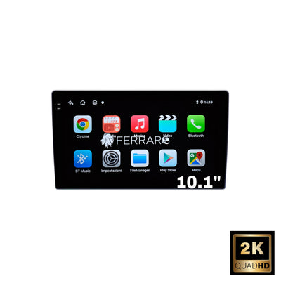 Autoradio Universale Fisso (Android) 2Din 10.1" 2K, Bluetooth, CarPlay, Android Auto, 4/64GB Ram