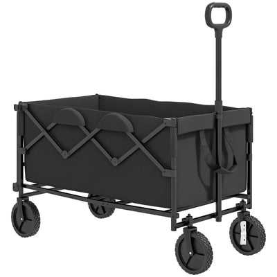 Outsunny Carrello da Giardino 160L Pieghevole con Manico Regolabile, Capacità 100 kg, 95x55x102 cm, Nero