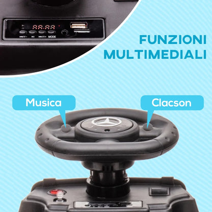 HOMCOM Macchina Elettrica per Bambini 18-48 Mesi Licenza Mercedes-Benz con Musica, Beige