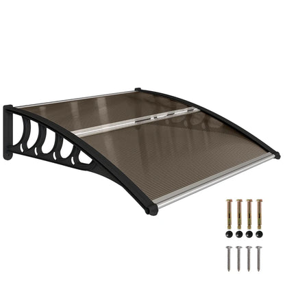 Outsunny Tettoia da Esterno in Policarbonato per Porte e Finestre con Kit Montaggio 103x96.5x27cm - Marrone