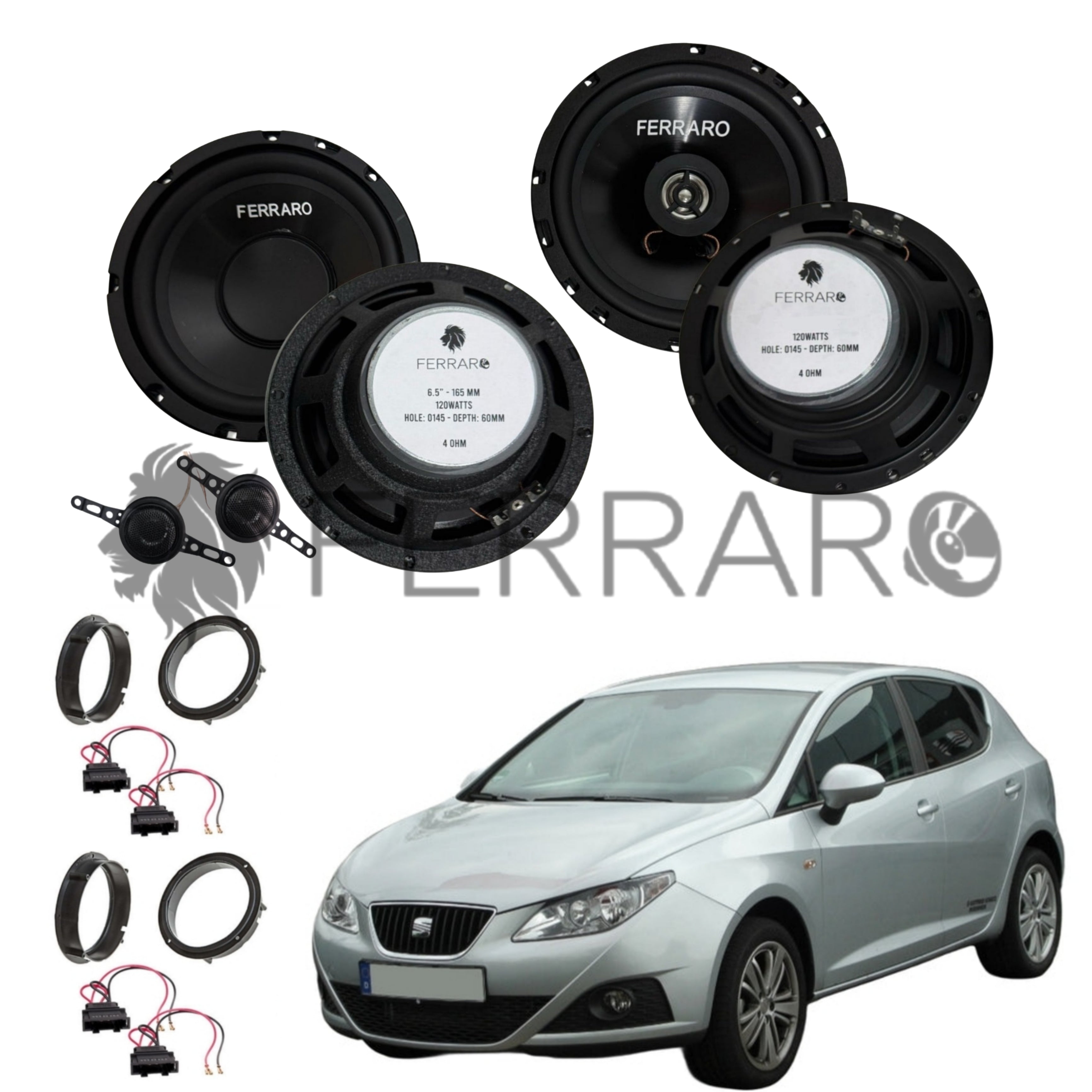 FerraroStore Kit 6 Altoparlanti | ASK-165.2 | ASC-652PC | Ant/Post | Seat Ibiza 6L (2002-2008)