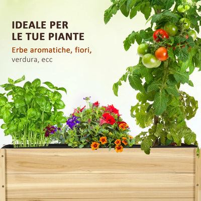 Outsunny Fioriera da Giardino con Foro di Drenaggio e Rotelle, in Legno di Abete, 89x48x47 cm