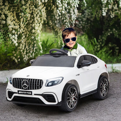 HOMCOM Macchina Elettrica per Bambini 3-5 Anni Mercedes con Cintura di Sicurezza e Telecomando, Bianco