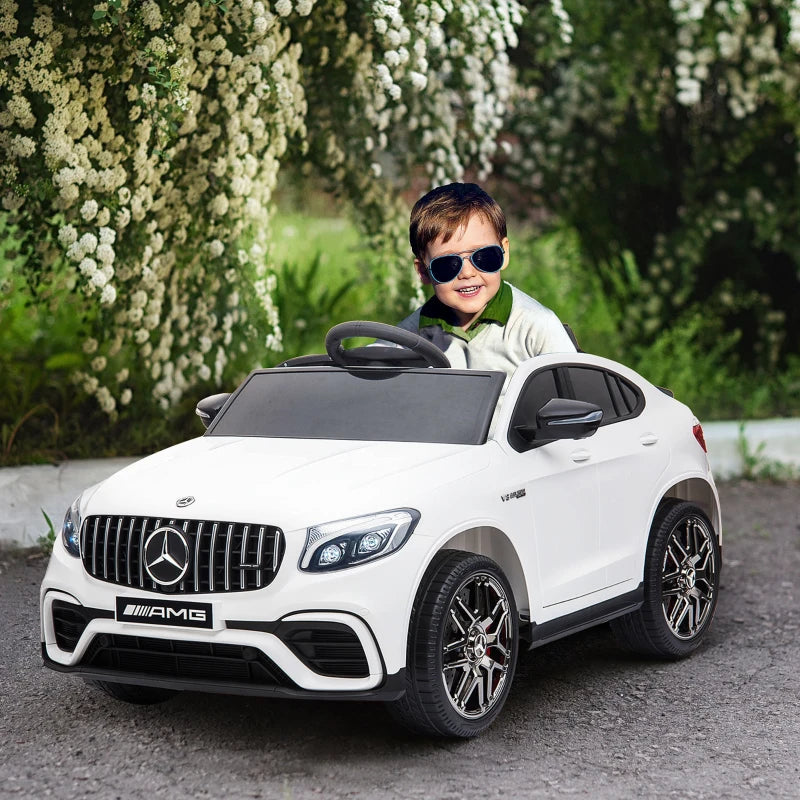 HOMCOM Macchina Elettrica per Bambini 3-5 Anni Mercedes con Cintura di Sicurezza e Telecomando, Bianco