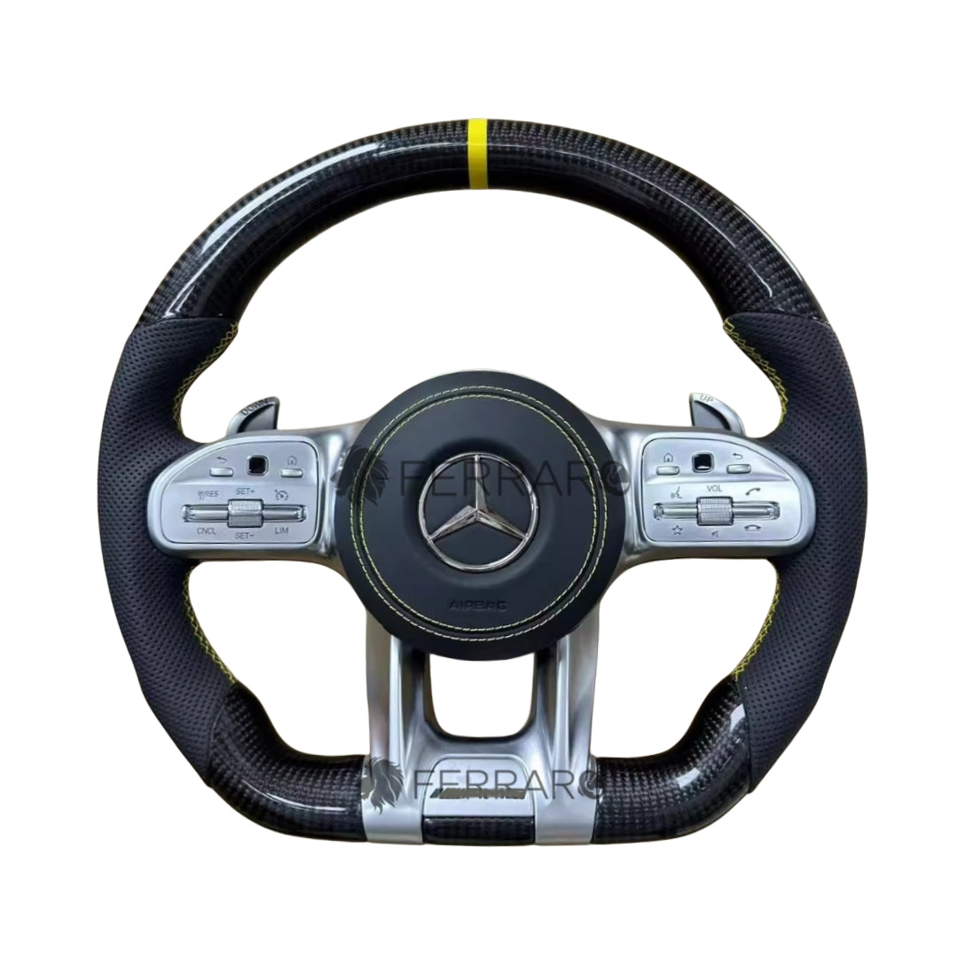 Volante per Mercedes, Carbonio Diagonale, Sport, Etichetta Gialla, Perforata, Galvanica, AMG