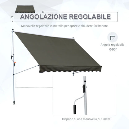 Outsunny Tenda da Sole 3x1.5 m a Bracci con Manovella, Struttura Telescopica in Metallo e Parasole in Poliestere