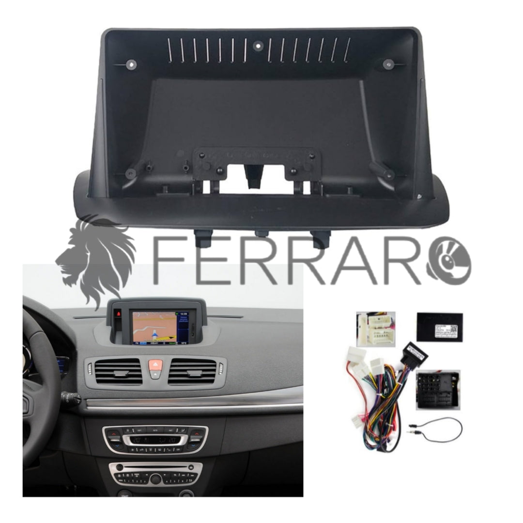 Kit Montaggio Autoradio 9"Pollici Renault Megane 3 (2008-2016) Mascherina, Cablaggio per Autoradio Android