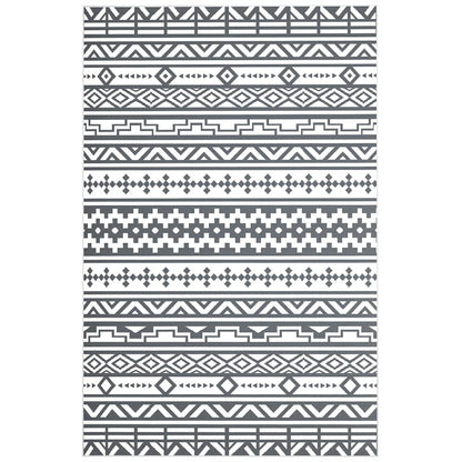 Outsunny Tappeto da Esterno Reversibile con Motivo Geometrico e Borsa Inclusa, 182x274 cm, Grigio e Bianco
