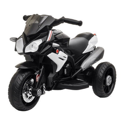 HOMCOM Moto Elettrica per Bambini 3-5 Anni Max. 25kg con Luci, Musica, Batteria 6V e Velocità 3km/h, 86cmx42cmx52cm Nera