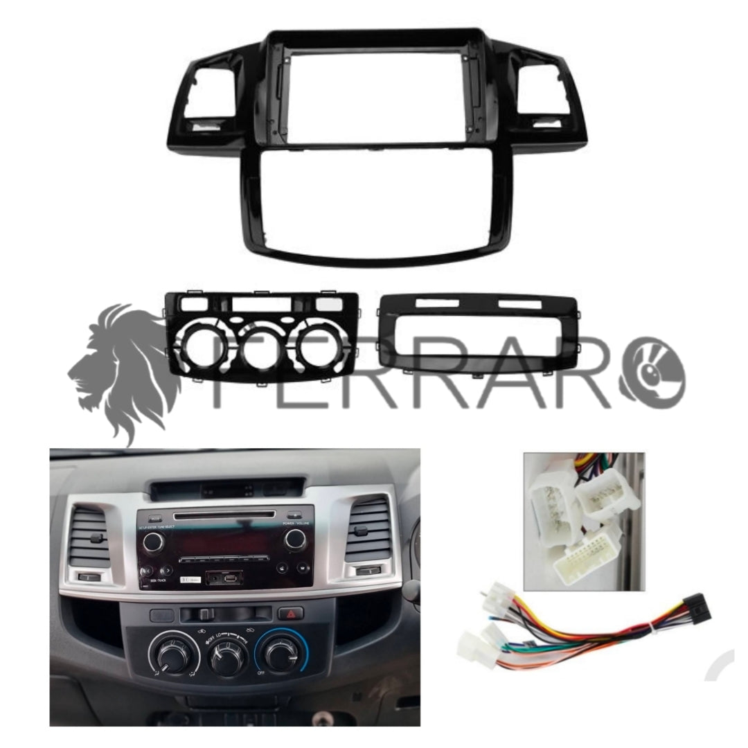 Kit Montaggio Autoradio 9"Pollici Toyota Fortuner (2004-2015), Mascherina, Cablaggio per Autoradio Android