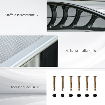 Outsunny Pensilina da Esterno per Finestre e Porte in Policarbonato e Alluminio, 200x96x27cm, Trasparente