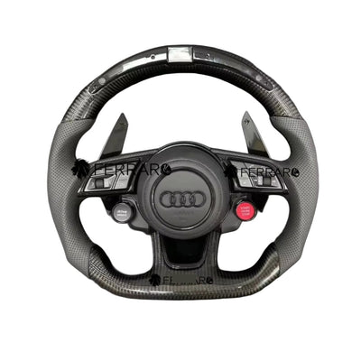 (PRENOTA) Volante per Audi, Carbonio, LED, Punzonatura, Foratura, Pulsanti, RS