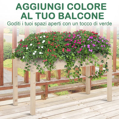 Outsunny Letto per Orto Rialzato, Orto Urbano Pensile Tavolo Porta Piante con Fodera in Tessuto per Giardino, 122.5x56.5x76cm, Legno