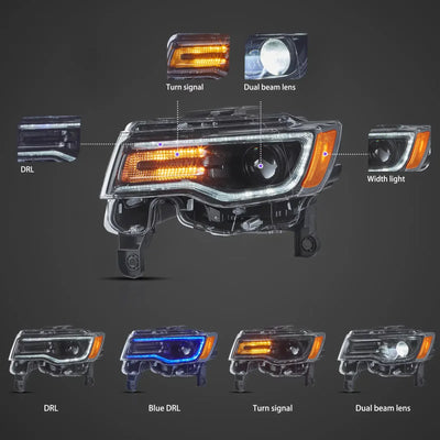 Fanali Anteriore Completo per Jeep Grand Cherokee WK2 (2014-2021) a LED