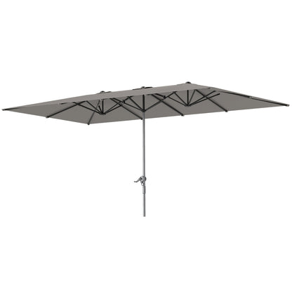 Outsunny Ombrellone Doppio da Giardino 4.5x2.6 m, Apertura a Manovella e 12 Stecche, Grigio