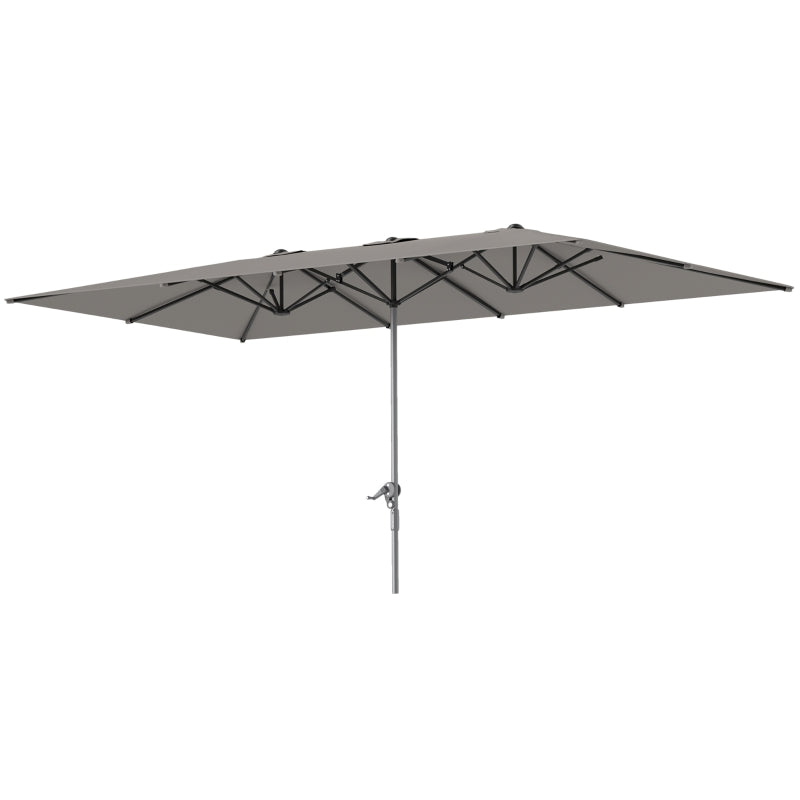 Outsunny Ombrellone Doppio da Giardino 4.5x2.6 m, Apertura a Manovella e 12 Stecche, Grigio