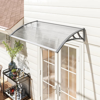 Outsunny Tettoia Moderna in Policarbonato, Alluminio e PP per Balconi, Finestre e Porte, 110x60x18 cm