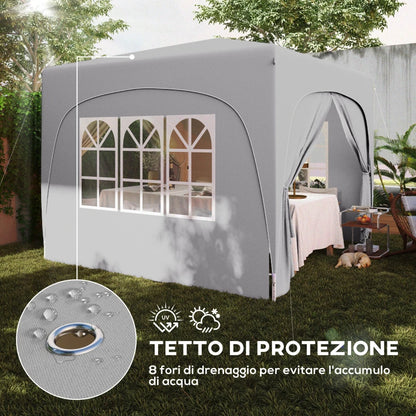 Outsunny Gazebo da Giardino 3x3m Pieghevole con Altezza Regolabile, Protezione UPF50+ e Borsa, Grigio Chiaro