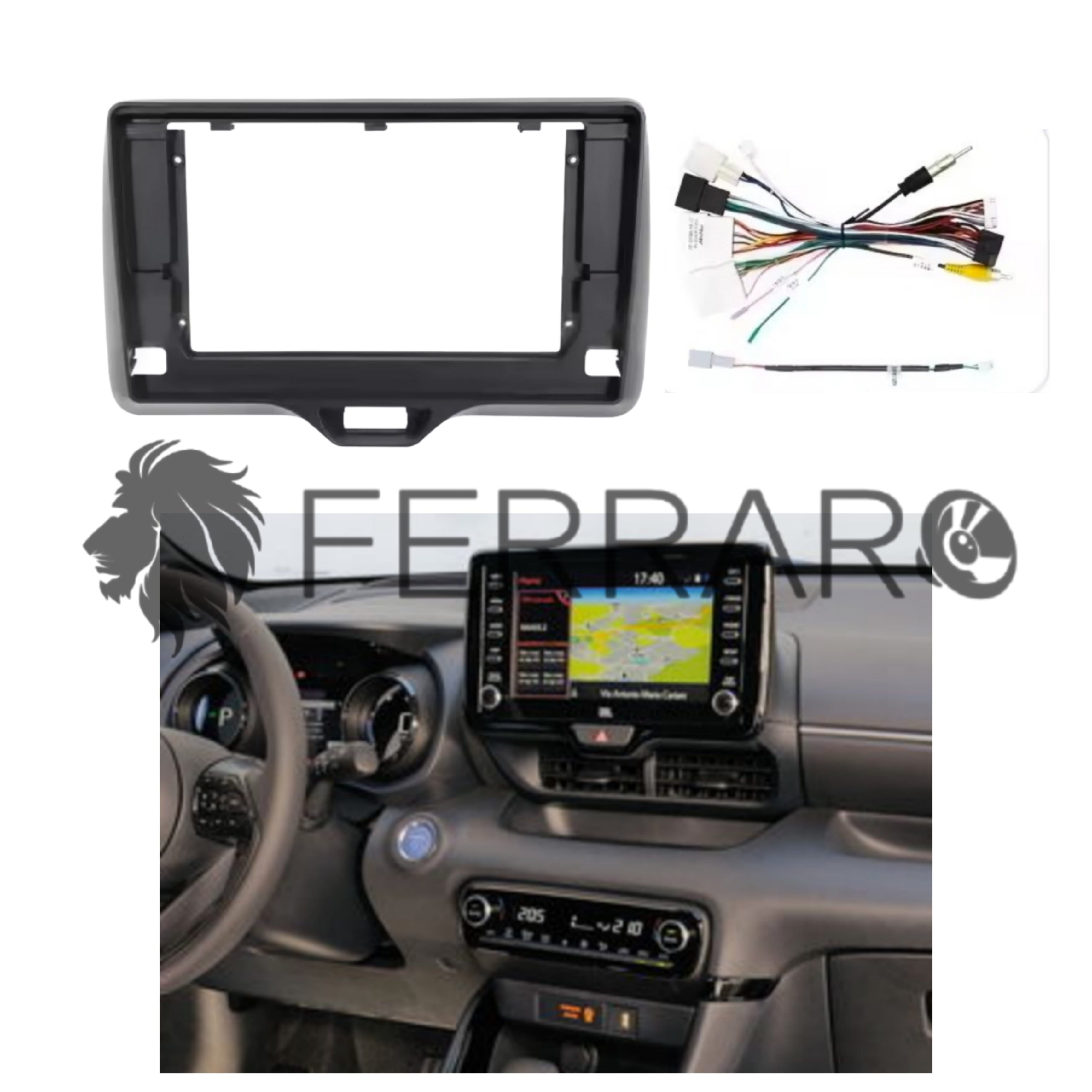 Kit Montaggio Autoradio 10.1"Pollici Toyota Yaris, Cross (2020-2025) Mascherina, Cablaggio Autoradio Android