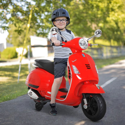 HOMCOM Moto Elettrica per Bambini Design Vespa, Batteria 6V con Suoni e Luci, Età 3-6 Anni, Rosso