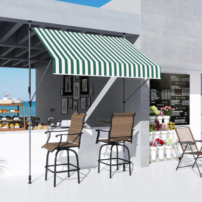 Outsunny Tenda da Sole 2x1.2 m con Supporti Regolabili e Manovella, in Alluminio, Metallo e Poliestere, Verde e Bianco